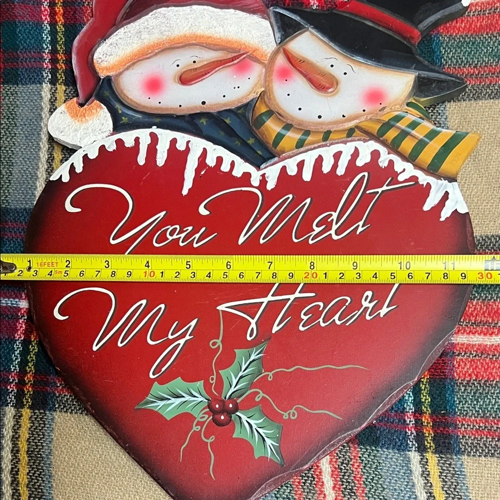 Festive Snowman Heart Wall Decor Plaque